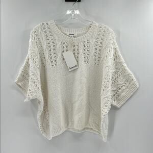 Splendid Collection Women's Short Sleeve Sweater - White - Medium - NWT